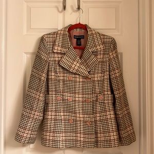 Pink brown houndstooth blazer
